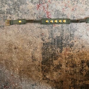 Betsey Johnson Green Leather brass studded belt